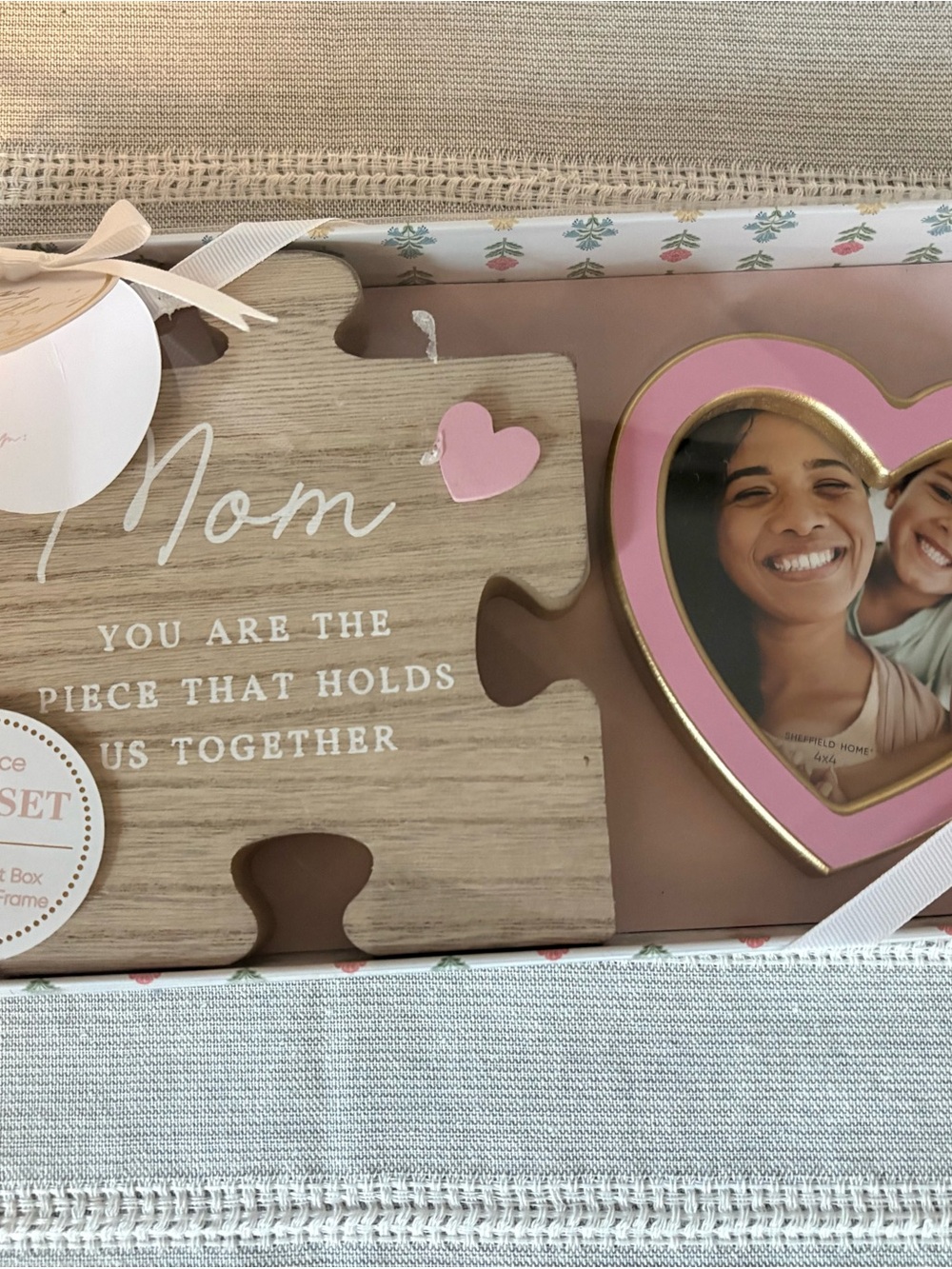 Sheffield Home Pink and Gold Heart Mom Puzzle Frame Set